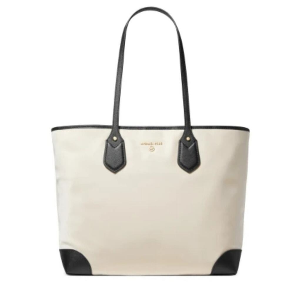 Michael Kors Large Eva Tote Bag Nylon Light Sand Black - Picture 6 of 6